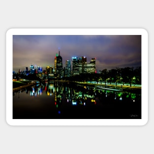 Melbourne Skyline from the Swan Street Bridge, Melbourne, Vic, Australia. Sticker